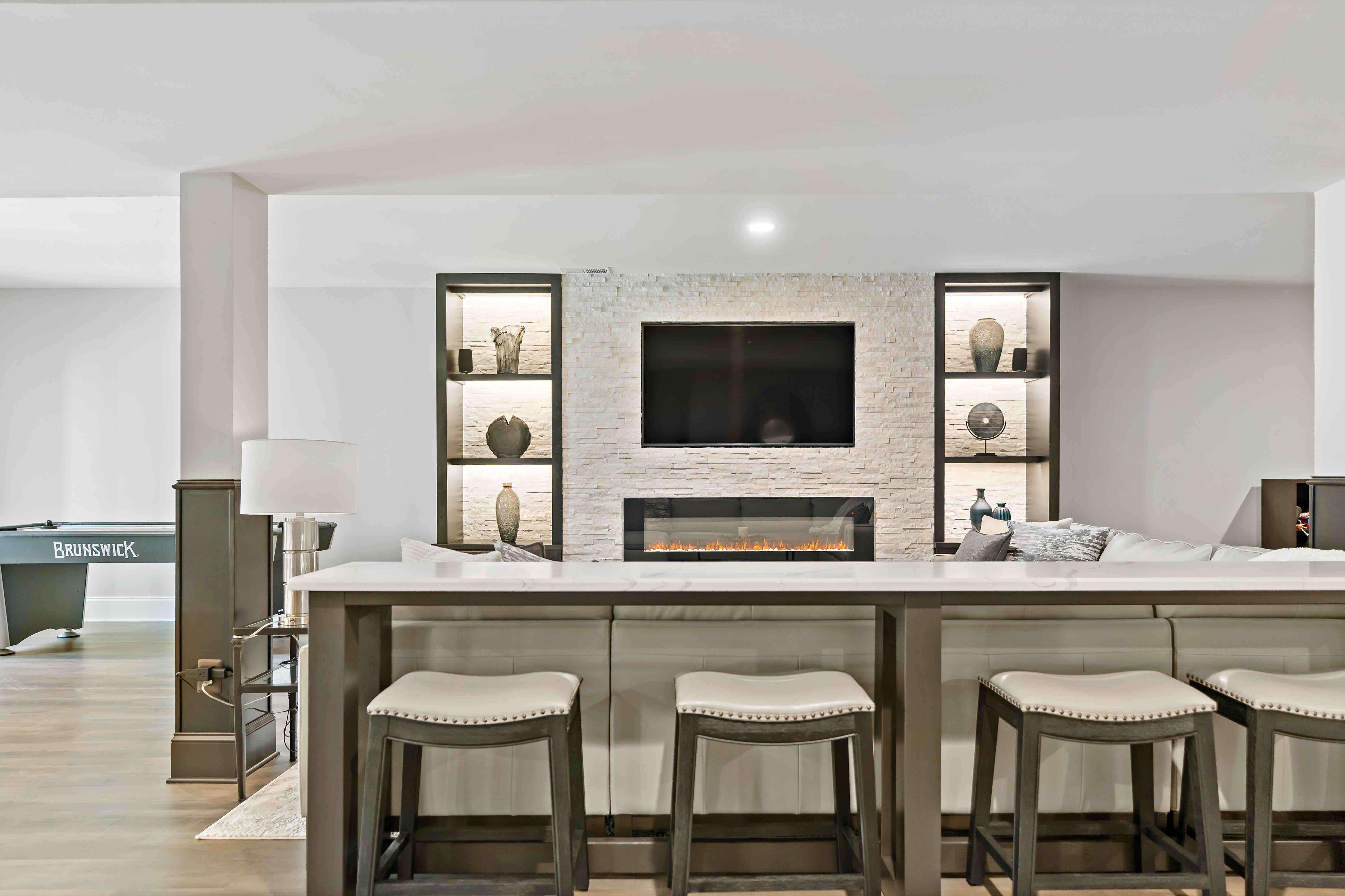 entertainment wall featuring fireplace