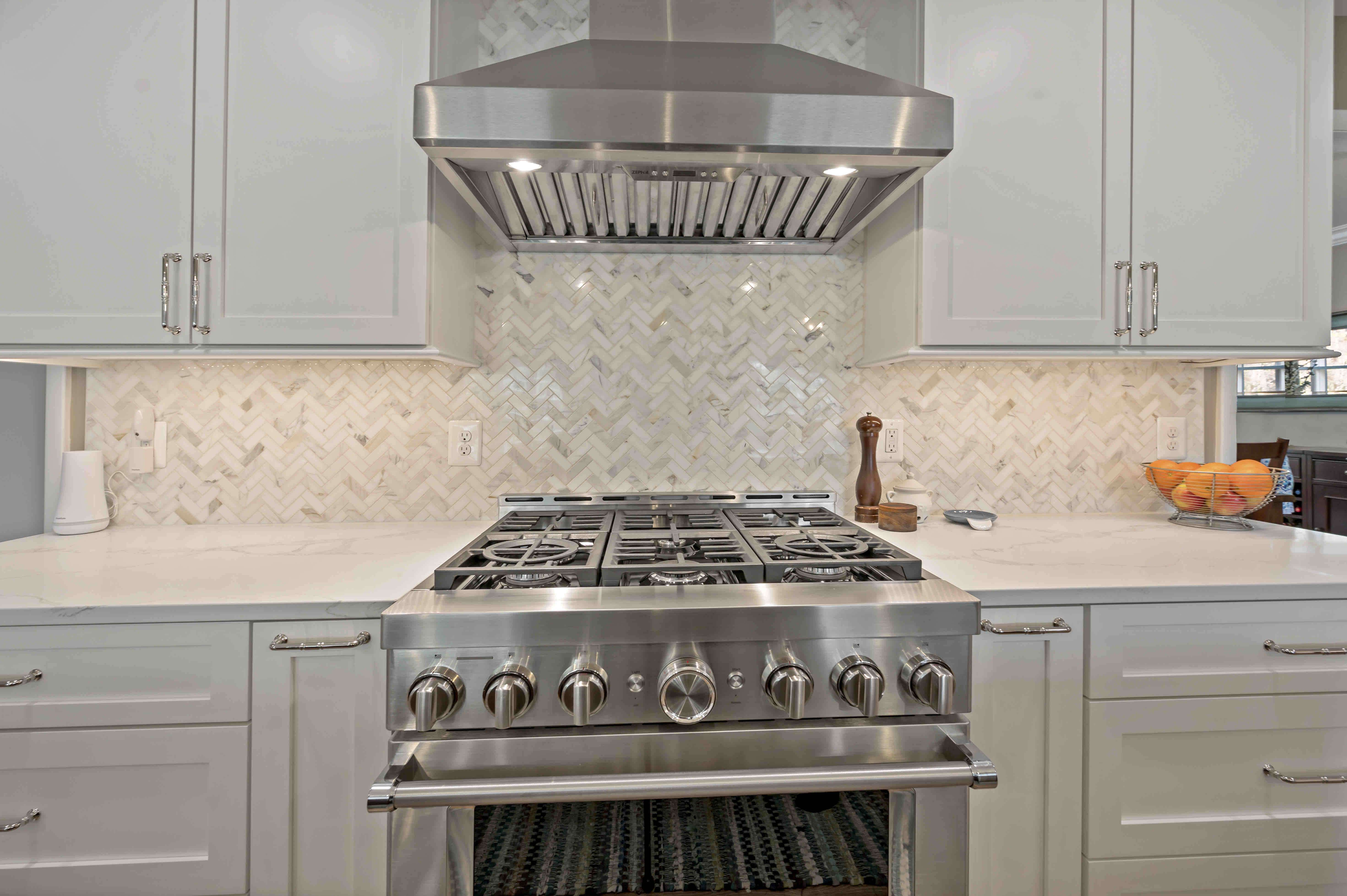 Kitchen with white cabinets